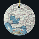 Provence France Vintage Map Ornament<br><div class="desc">A wonderful vintage map of Provence featuring Arles and Aix and Marseille.</div>