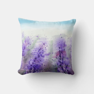 Provence Lavender: Vintage Watercolor Field Cushion