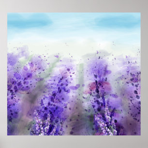 Provence Lavender: Vintage Watercolor Field Poster