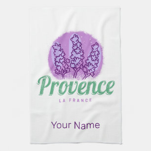 Provence Retro Lavender French Riviera France Tea Towel