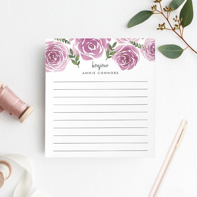 Provence Rose | Floral Personalized Lined Notepad (Creator Uploaded)
