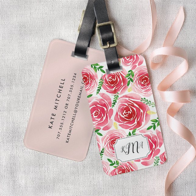 Provence Rose Monogrammed Luggage Tag (Creator Uploaded)