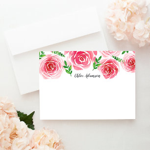Provence Rose Personalised Stationery Flat Card
