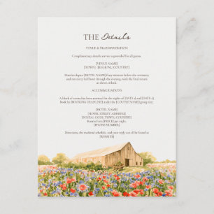 Provence Wildflower Barn Meadow Wedding Details Enclosure Card