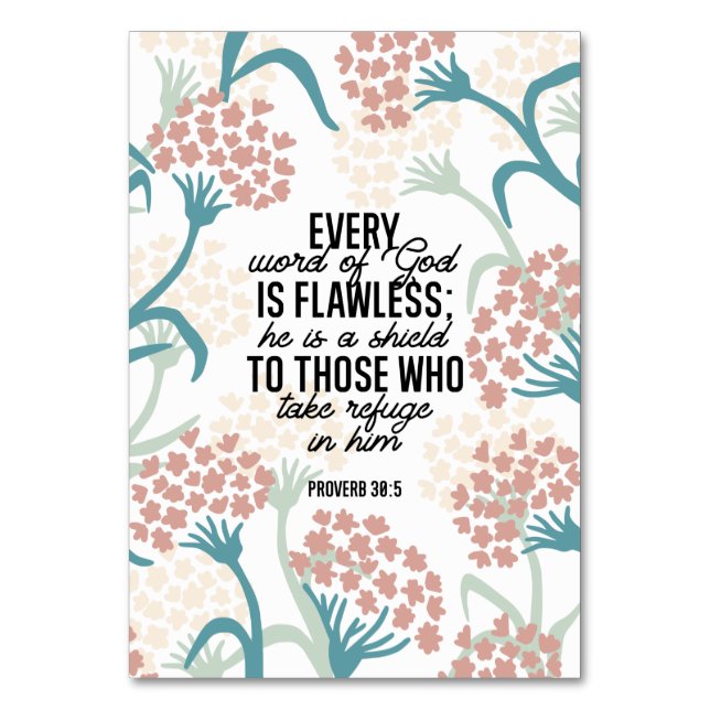 Proverb 30:5 Bible Verse Table Card (Front)