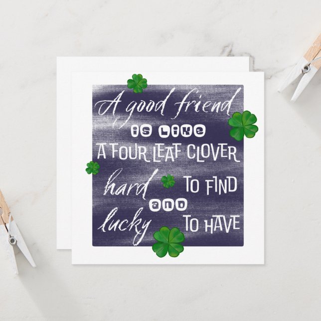 Proverb on friendship surrounded with clovers (Front/Back In Situ)