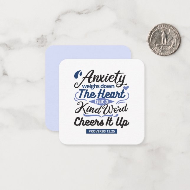 Proverbs 12:25 Bible Verse – Kind Word Art Card (Front/Back In Situ)