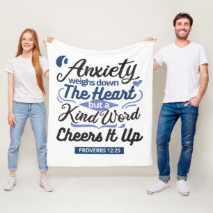 Proverbs 12:25 Bible Verse – Kind Word Art Fleece Blanket
