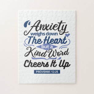 Proverbs 12:25 Bible Verse – Kind Word Art Jigsaw Puzzle