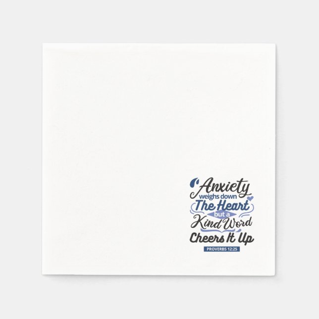 Proverbs 12:25 Bible Verse – Kind Word Art Napkin (Front)