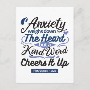 Proverbs 12:25 Bible Verse – Kind Word Art Postcard
