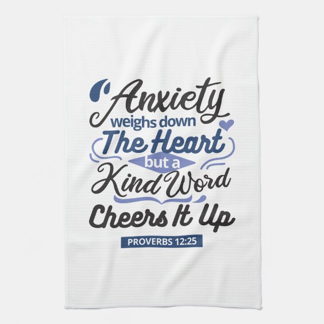Proverbs 12:25 Bible Verse – Kind Word Art Tea Towel (Vertical)