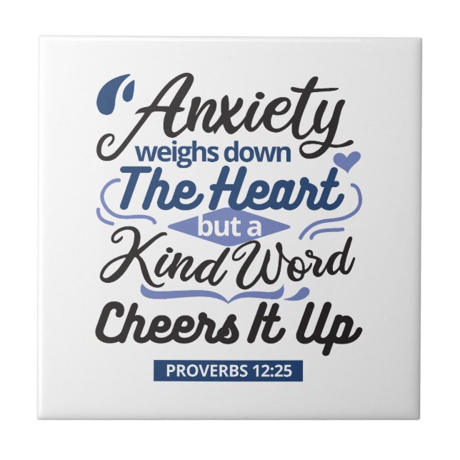 Proverbs 12:25 Bible Verse – Kind Word Art Tile (Front)