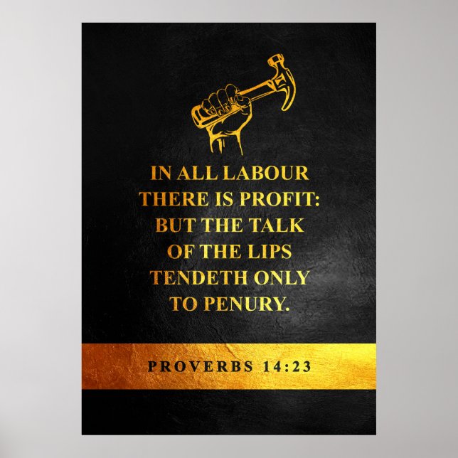 Proverbs 14:23 Bible Verse Poster (Front)