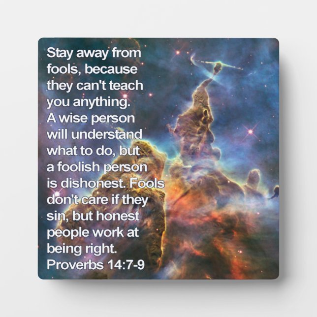 Proverbs 14:7-9 plaque (Front)