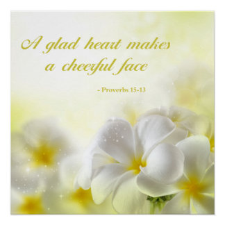 Proverbs 15:13 | Bible Quote | Yellow Floral Poster