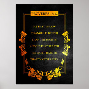 Proverbs 16:32 Bible Verse Poster