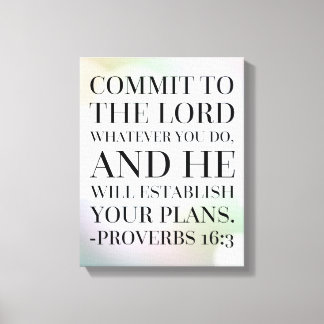 Proverbs 16:3 Bible Quote Canvas Print