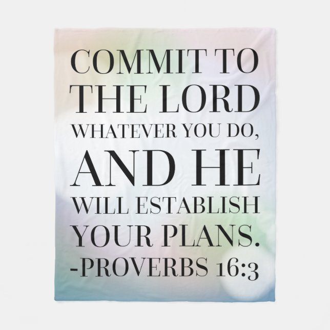 Proverbs 16:3 Bible Quote Fleece Blanket (Front)