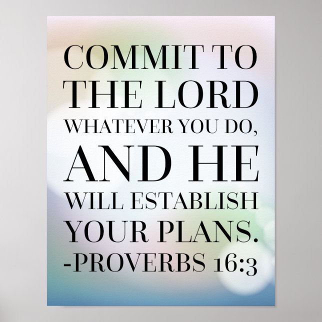 Proverbs 16:3 Bible Quote Poster (Front)