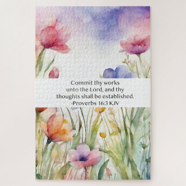 Proverbs 16:3 KJV Commit Thy Works Scripture Jigsaw Puzzle (Vertical)