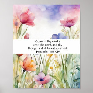 Proverbs 16:3 KJV Commit Thy Works Scripture Poster