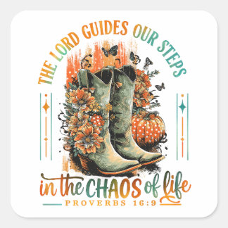Proverbs 16:9 square sticker