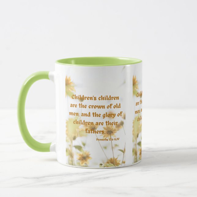 Proverbs 17:6 KJV Bible Scripture Pic Two-Tone Mug (Left)
