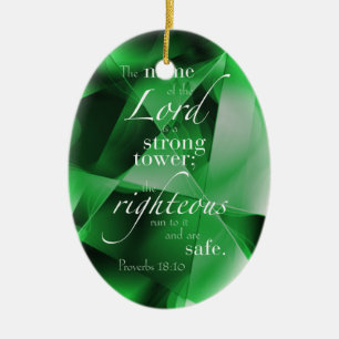 Proverbs 18:10 ceramic tree decoration