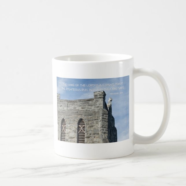 Proverbs 18:10 Name of the Lord a Strong Tower Coffee Mug (Right)