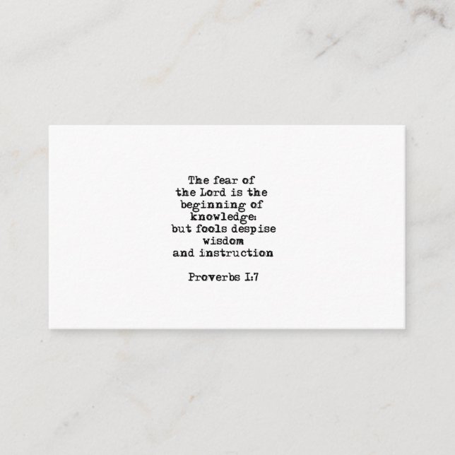 Proverbs 1:7| The fear of the Lord enclosure cards (Front)