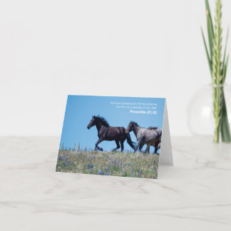 Proverbs 21:31 Wild Horse Bible Verse Thank You Card