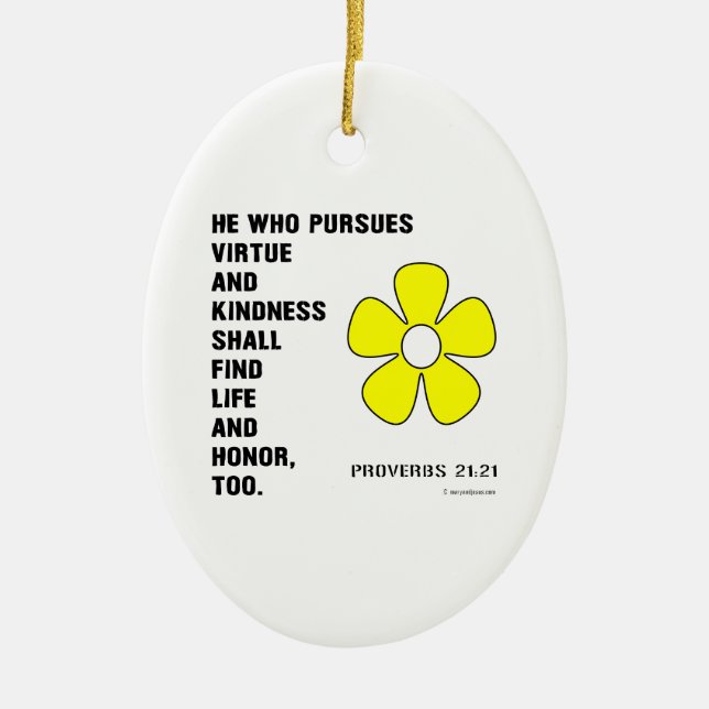 Proverbs 22:21 Virtue Ceramic Tree Decoration (Front)