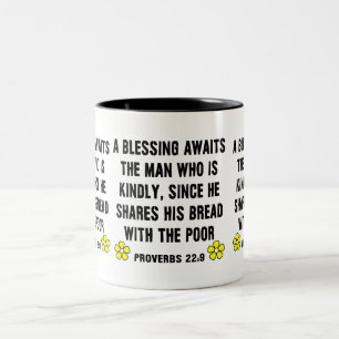 Proverbs 22:9 on Kindness Two-Tone Coffee Mug
