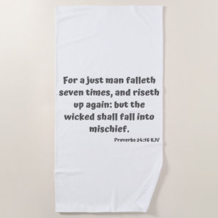 Proverbs 24:16 KJV Bible Verse Scripture Beach Towel