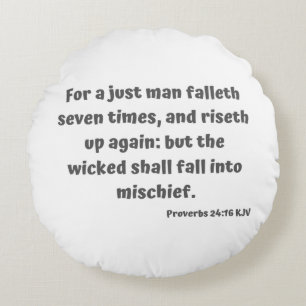 Proverbs 24:16 KJV Bible Verse Scripture Round Cushion