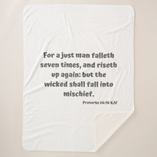Proverbs 24:16 KJV Bible Verse Scripture Sherpa Blanket