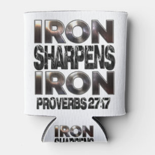 Proverbs 27-17 Iron sharpens Iron Can Cooler