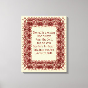 Proverbs 28:14 Bible Scripture 2 Decorated Canvas Print