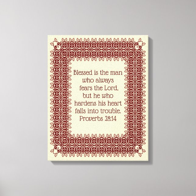 Proverbs 28:14 Bible Scripture 2 Decorated Canvas Print (Front)