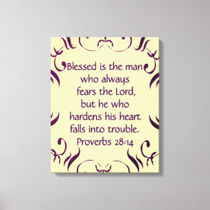Proverbs 28:14 Bible Scripture Decorated Canvas Print
