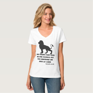 Proverbs 28:1 Bible Verse Quote KJV Womens V-Neck T-Shirt