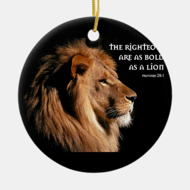 Proverbs 28:1 ceramic tree decoration (Front)