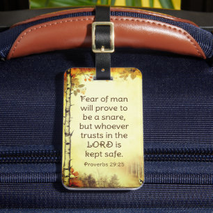 Proverbs 29:25 Fear of Man Bible Verse Luggage Tag