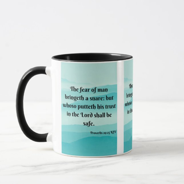 Proverbs 29:25 KJV Bible Scripture Pic Two-Tone Mug (Left)