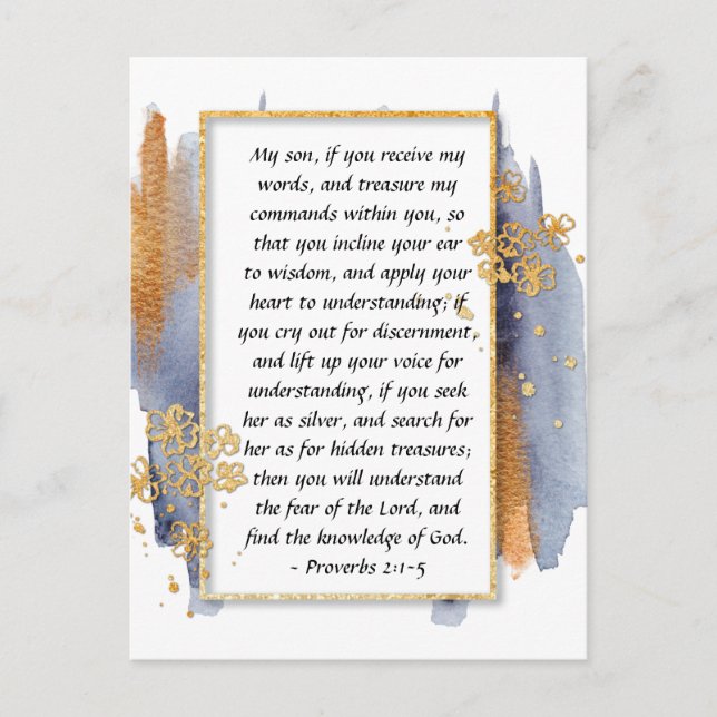 Proverbs 2:1-5 Incline your ear to Wisdom  Postcard (Front)