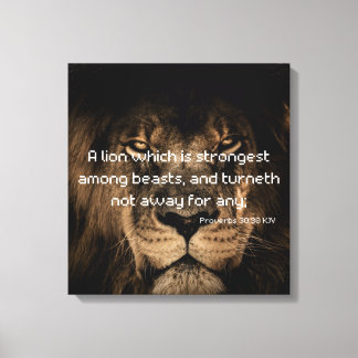 Proverbs 30:30 Bible Verse Lion Canvas Art