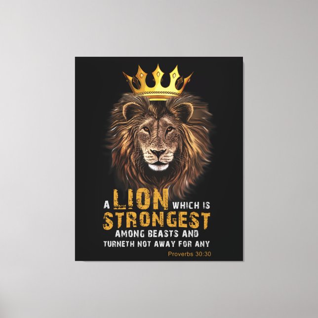 Proverbs 30:30 Bible Verse Lion Canvas Art (Front)