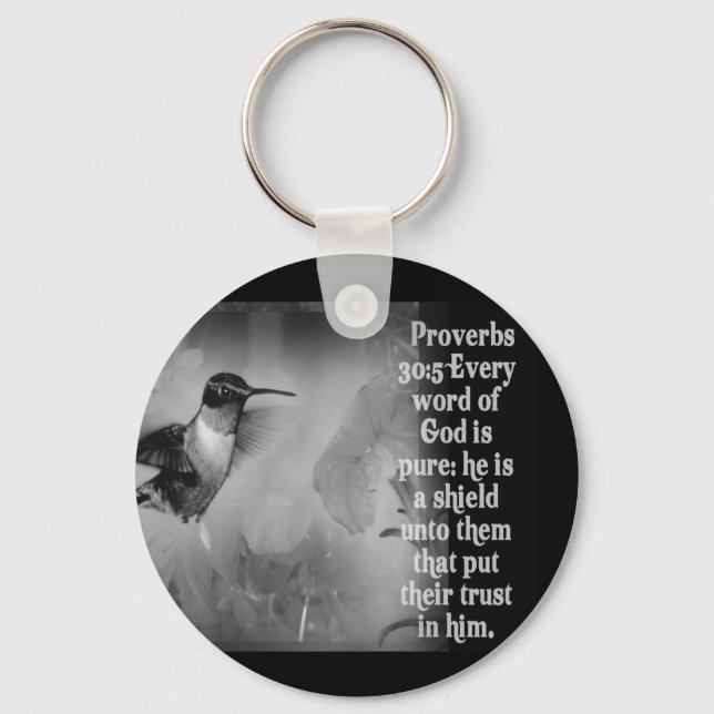 Proverbs 30:5 BIBLE SCRIPTURE with Hummingbird Key Ring (Front)