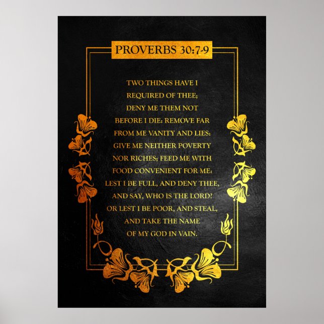Proverbs 30:7-9 Bible Verse Poster (Front)